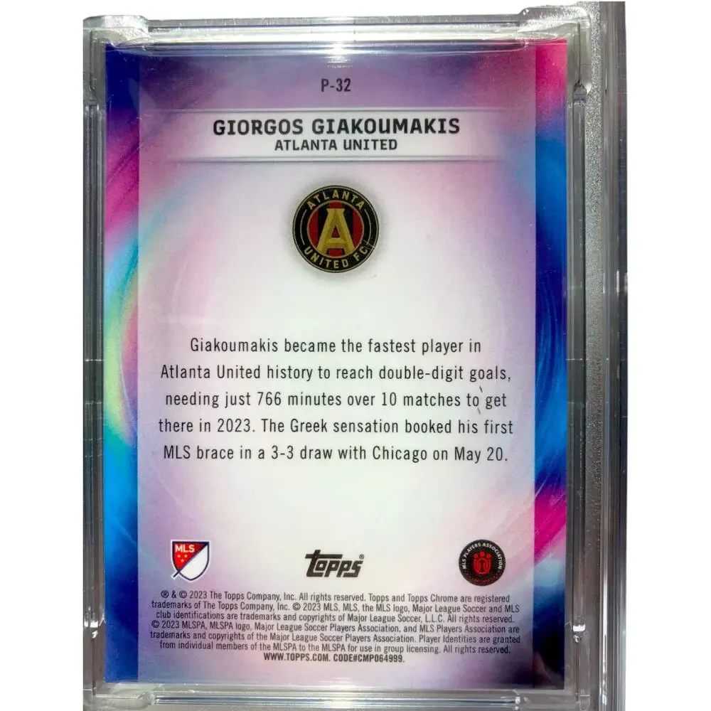 2023 Topps Chrome MLS Pearlers Orange #P-32 Giorgos Giakoumakis /25 PSA 9 Mint
